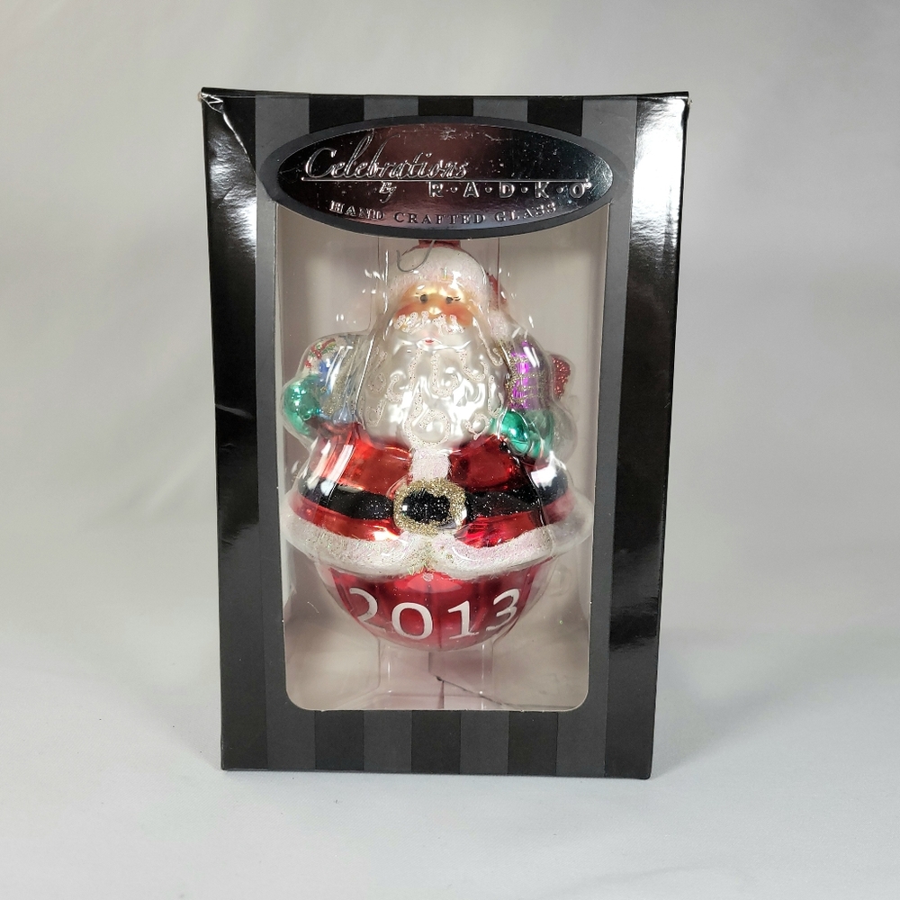 Christopher Radko Blown Glass Santa Christmas Gift Ornament Celebrations 2013